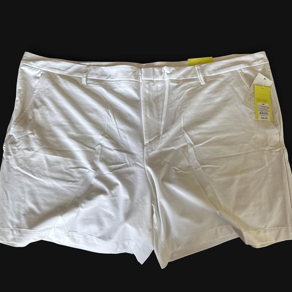 All in Motion Men's Golf Shorts White 50 Waist 7" Inseam Quick Dry UPF 50+